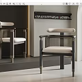 Stylish Modern Leisure Chair Featuring Metal Frame Woven Backrest And Comfortable Upholstered Seat