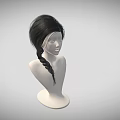 Game Movie Character Black Long Hair Braided Hairstyle Wig Design On White Mannequin