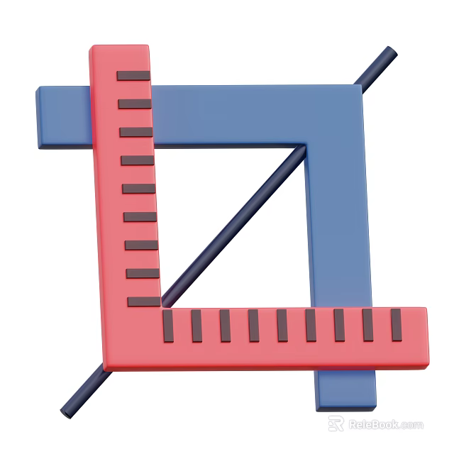 Red And Blue Geometric Household Measurement Tool With Scale Marks 3d model 