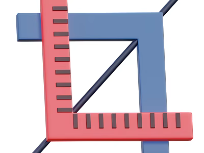 Red And Blue Geometric Household Measurement Tool With Scale Marks 3d model