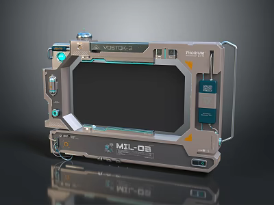 Futuristic Tech Inspired TV Featuring Metallic Frame And Emergency Blue Indicator Lights 3d model