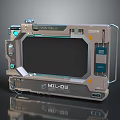 Futuristic Tech Inspired TV Featuring Metallic Frame And Emergency Blue Indicator Lights