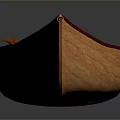 Wooden Canoe With Paddle Seats And Red Trim On Dark Reflective Surface