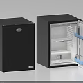 Black Mini Fridges With Open Door Displaying Interior Shelves And Storage Compartments
