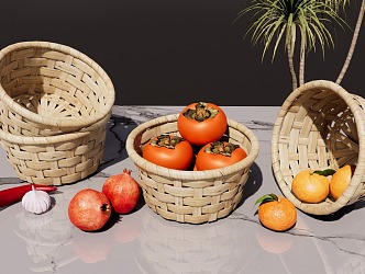 Modern fruit bamboo basket ornaments 3d model