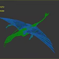 Blue And Teal Pterosaur Game Movie Character With Red Beak And Spread Wings