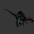 Detailed Realistic Spinosaurus Dinosaur Model With Sailback On Blue Background