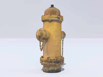 Yellow Fire Hydrant With Chains As Essential Fire Safety Equipment 3d model