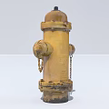 Yellow Fire Hydrant With Chains As Essential Fire Safety Equipment 3d model