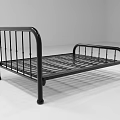 Simple Black Metal Single Bed Frame With Curved Headboard And Footboard