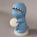 Cute Dinosaur Shaped Table Lamp with Blue Beige Orange Colors and Round Ball Light