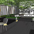 Modern Courtyard Garden Design With Green Trees Water Feature And Seating Area