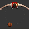Man in Red Atlanta Basketball Jersey with Number 8 Standing by Basketball