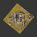 Detailed Realistic Terrain Model With Grassland Ruins Scattered Debris And Structures