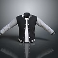 Black And White Baseball Style Jacket With Contrast Sleeves And Button Details
