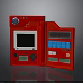 Red Open Portable Electronic Device With Screen And Colorful Control Buttons