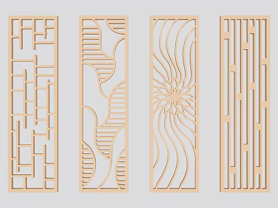 Decorative Wooden Partition Designs With Geometric Curved And Spiral Patterns For Home Interior Decoration 3d model
