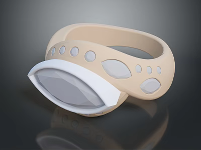 Modern Beige And White Ring With Circular And Oval Decorative Details 3d model