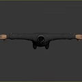 Man 3D Model Wearing Dark Shirt And Black Pants With Arms Outstretched Gray Gradient Background