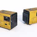 Two Yellow Industrial Generators Featuring Black Panels Rolling Wheels and Heavy Duty Build