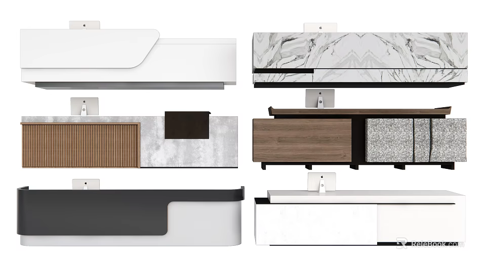Modern Reception Desk Designs With Marble Wood Metal And Sleek Contemporary Styles 3d model 