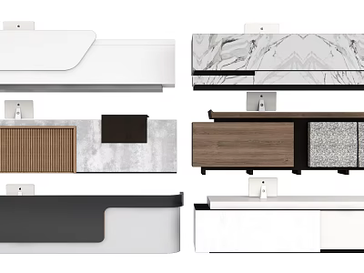 Modern Reception Desk Designs With Marble Wood Metal And Sleek Contemporary Styles 3d model