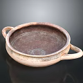 Rustic Traditional Ceramic Bowl With Two Handles As Essential Daily Living Item