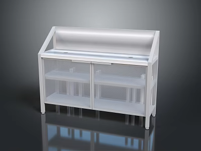 Modern White Display Shelf With Transparent Glass Doors And Smooth Surface For Retail Showcase 3d model