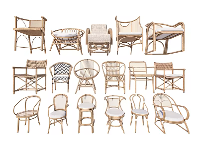 Rattan Leisure Chairs In Various Styles For Modern Home Decor 3d model