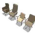 Upholstered Office Chairs With Different Backrest Styles And Rolling Bases 3d model