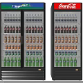 Two Glass Door Beverage Refrigerators Sprite and Coca-Cola Stocked with Various Drinks