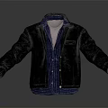 Black Leather Jacket With Blue Denim Shirt And White Inner Layer Design 3d model