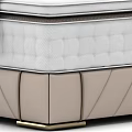 Modern Upholstered Double Bed With Diamond Stitched Headboard White Pillows And Beige Throw Blanket