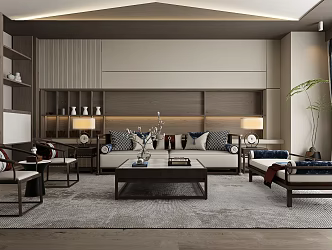 New Chinese Living Room Home Living Room Sofa Combination 3d model