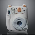 Cute White Camera Design With Bear Ears Face And Round Lens