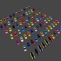 Colorful Mini Toy Cars In Various Colors Arranged Neatly On White Surface