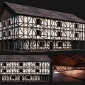 Ancient Traditional Building With Wooden Frame Structure Exterior And Interior Wooden Roof Details