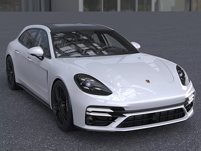 White Porsche Luxury Sedan Featuring Sleek Body Lines Black Grille And Sporty Wheels 3d model