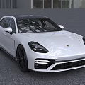 White Porsche Luxury Sedan Featuring Sleek Body Lines Black Grille And Sporty Wheels 3d model