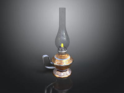 Vintage Lamp Combination With Glass Chimney And Ornate Metal Base For Home Lighting 3d model