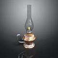 Vintage Lamp Combination With Glass Chimney And Ornate Metal Base For Home Lighting