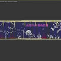 Eco friendly Green Development Theme Wall Art with Trees Wind Turbines Cyclists and Clouds