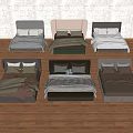 Multiple Design Double Beds With Color Options For Modern Bedroom 3d model
