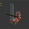 Red Forklift Industrial Design With Black Mast Enclosed Cab And Heavy Duty Wheels