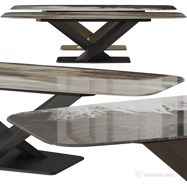 Modern Sleek Functional Desk With Smooth Marble Top And Sturdy Metal Frame 3d model