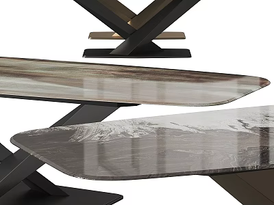 Modern Sleek Functional Desk With Smooth Marble Top And Sturdy Metal Frame 3d model