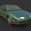 Vintage Green Four Door Sedan With Classic Front Headlights And Body Design