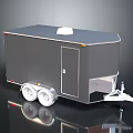 Automotive Parts For Gray Trailer With Dual Wheels White Roof Vent Side Door And Hitch