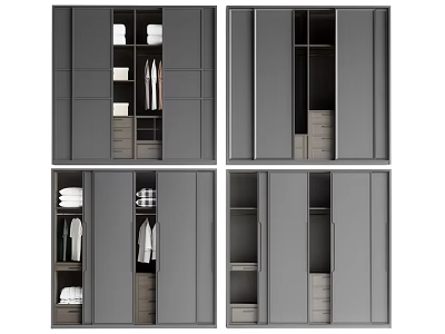 Sleek Modern Wardrobe Design With Sliding Doors Internal Shelves Drawers And Storage Compartments 3d model