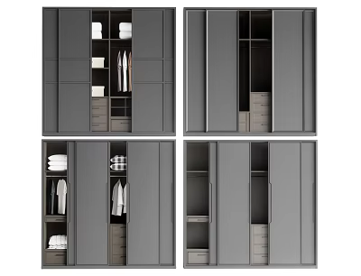 Sleek Modern Wardrobe Design With Sliding Doors Internal Shelves Drawers And Storage Compartments 3d model